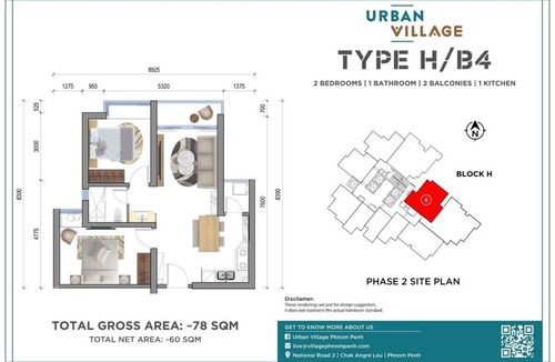 Mean Chey Apartment | 57F Skyline View 2BR Supermarket Downstairs